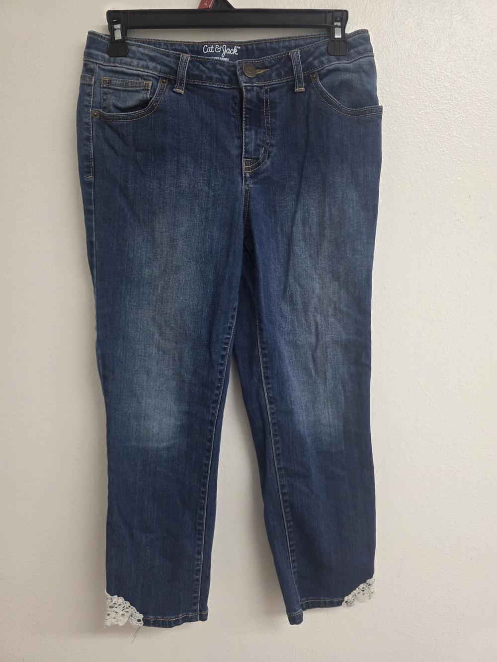 Cat & Jack Dark Blue Denim Jeans with Lace Trim (0449)
